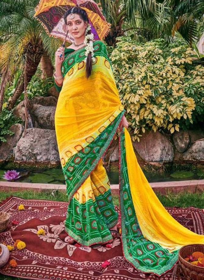 ALVEERA BANDHEJ Fancy Designer Georgette With Embroidery Border Festive Wear saree Collection